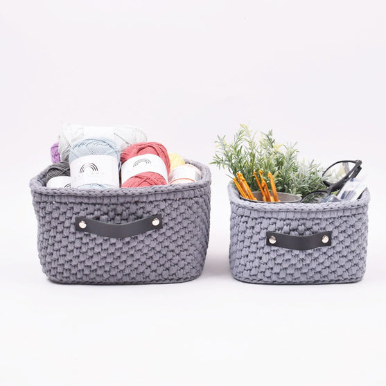 Storage basket with leather bottom - square - big
4