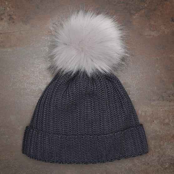 Pom Pom w/button - Grey - Small - Go Handmade
3