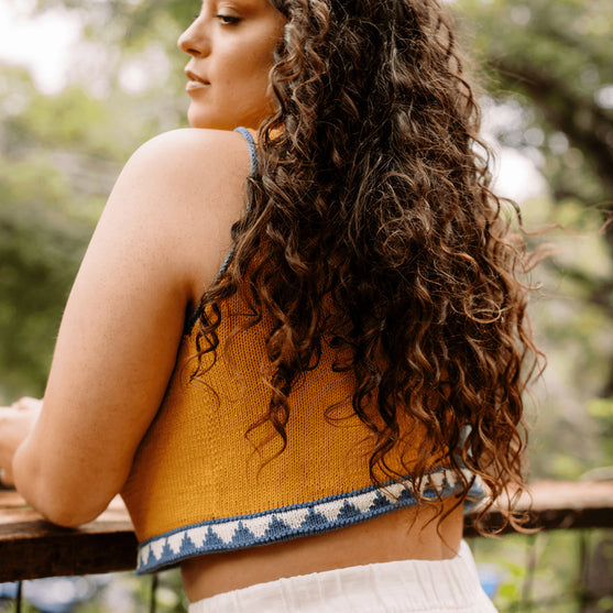 Bevelled Tank - Ermeløs Intarsia Topp
2