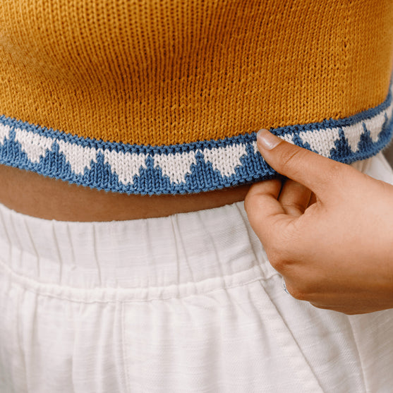 Bevelled Tank - Ermeløs Intarsia Topp
3