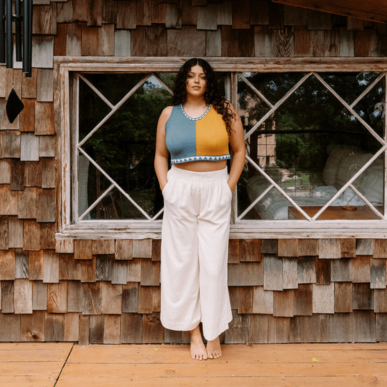 Bevelled Tank - Ermeløs Intarsia Topp
8