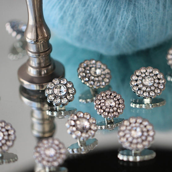 Bling Buttons - Small Stones - Silver - 4 pcs. - Go Handmade
5