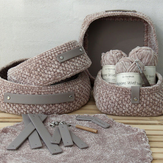 Moss Stitch Kurve med PU lær bunne - universelle
2