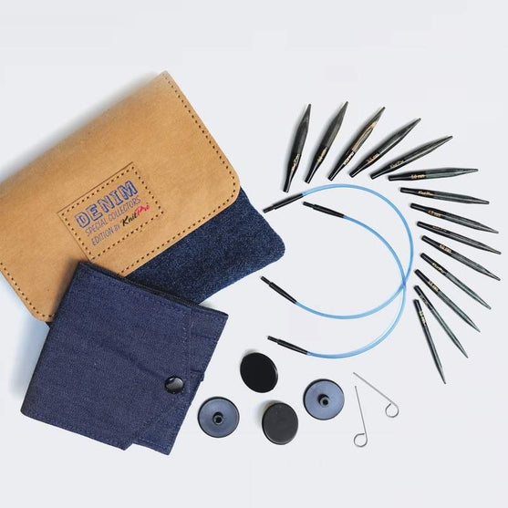 DENIM Ekstra Korte Utskiftbare Rundpinner Sett - KnitPro
2