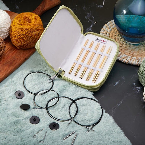 Bamboo Begynnersett med Utskiftbare Rundpinner - KnitPro
4