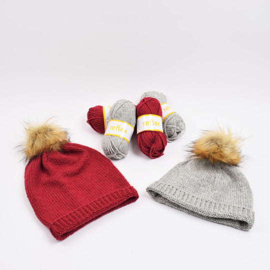 Strikket lue med reflex - kort og lang modell