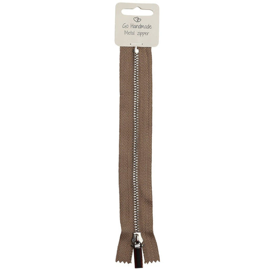 Glidelås i metal - Beige - Go Handmade