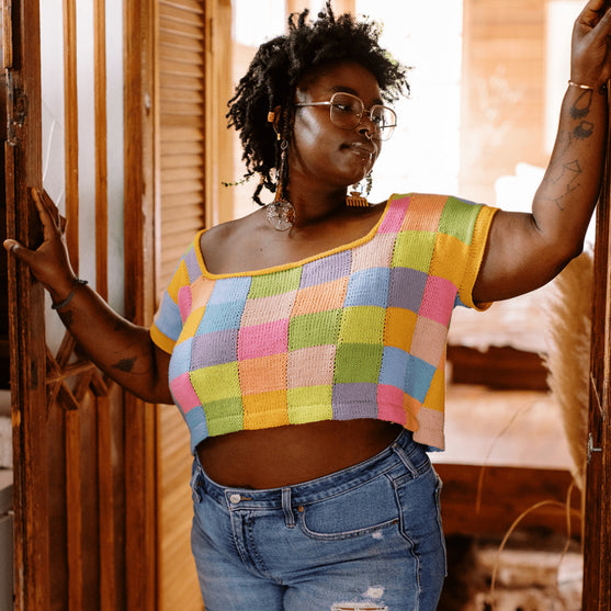 

Suncatcher - Intarsia T-skjorte med firkantet hals
7