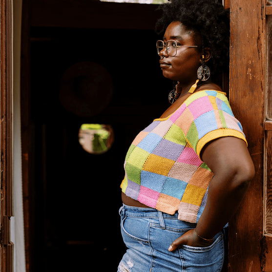 

Suncatcher - Intarsia T-skjorte med firkantet hals
8