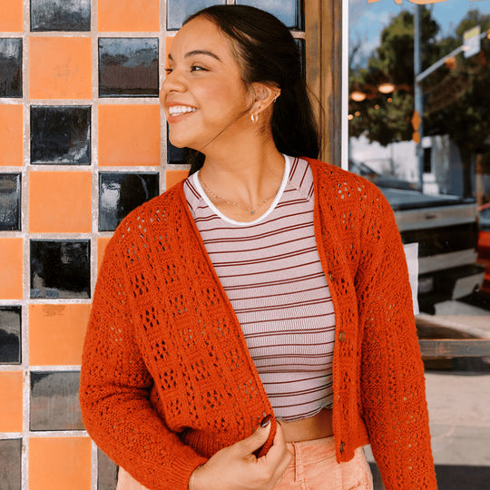 Timanfaya - Cardigan med hullmønster