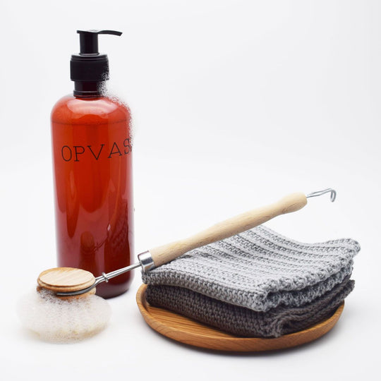 Strikket oppvaskklut i ribbmønster