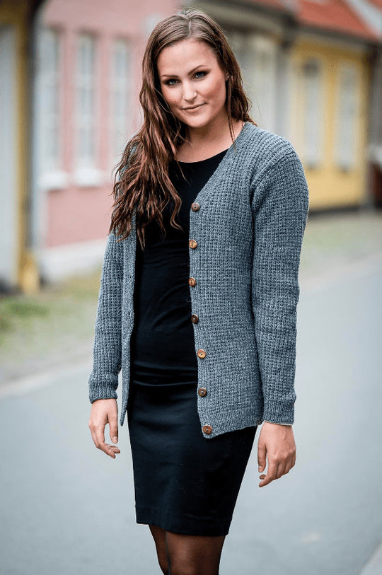 1489 - Cardigan med V-hals
