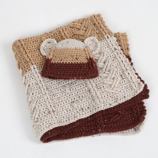 Happy Bear - Babyteppe og -lue