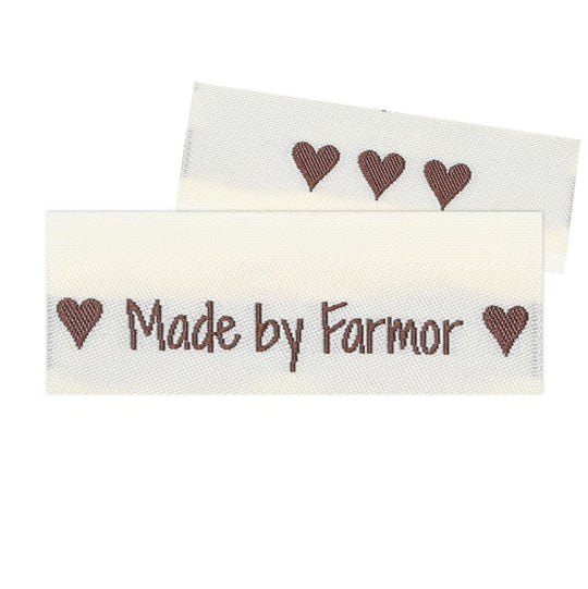 10 Labels - Made by Farmor - 5 cm - Sandfarget - Go Handmade